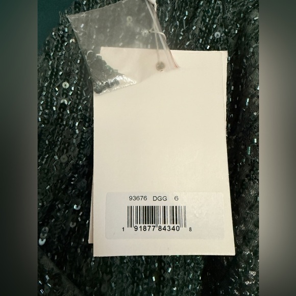 NWT | Mac Duggal 93676 Deep Green Beaded Lace Long Sleeve Midi Dress Size 6 - Picture 5 of 14